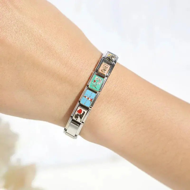 Hapiship Cherished Stainless Steel Charm Bracelet Elegance