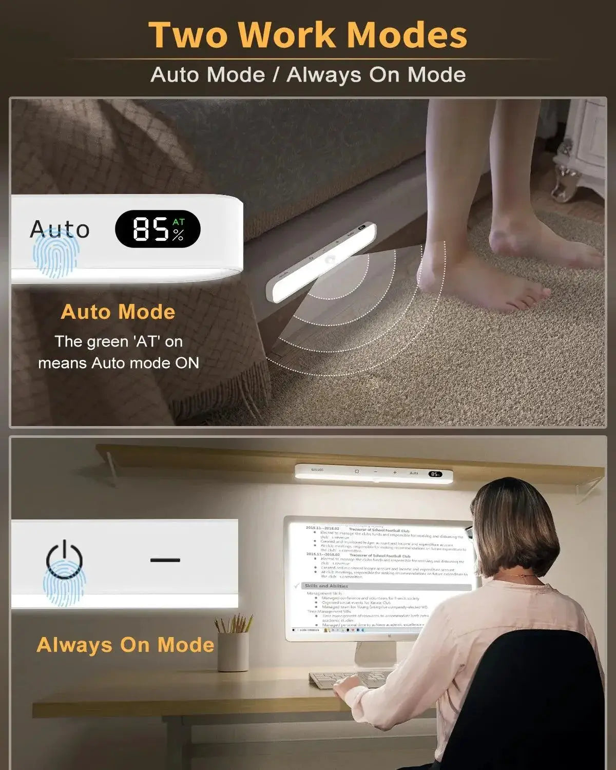 Led Motion Sensor Night Light Cabinet Light Rechargeable