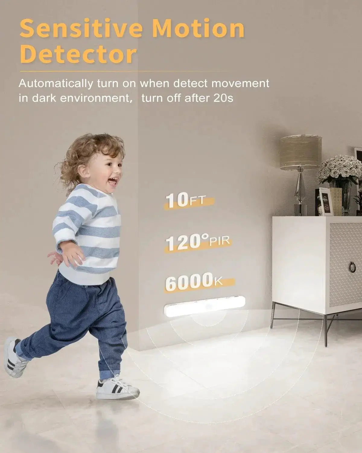 Led Motion Sensor Night Light Cabinet Light Rechargeable