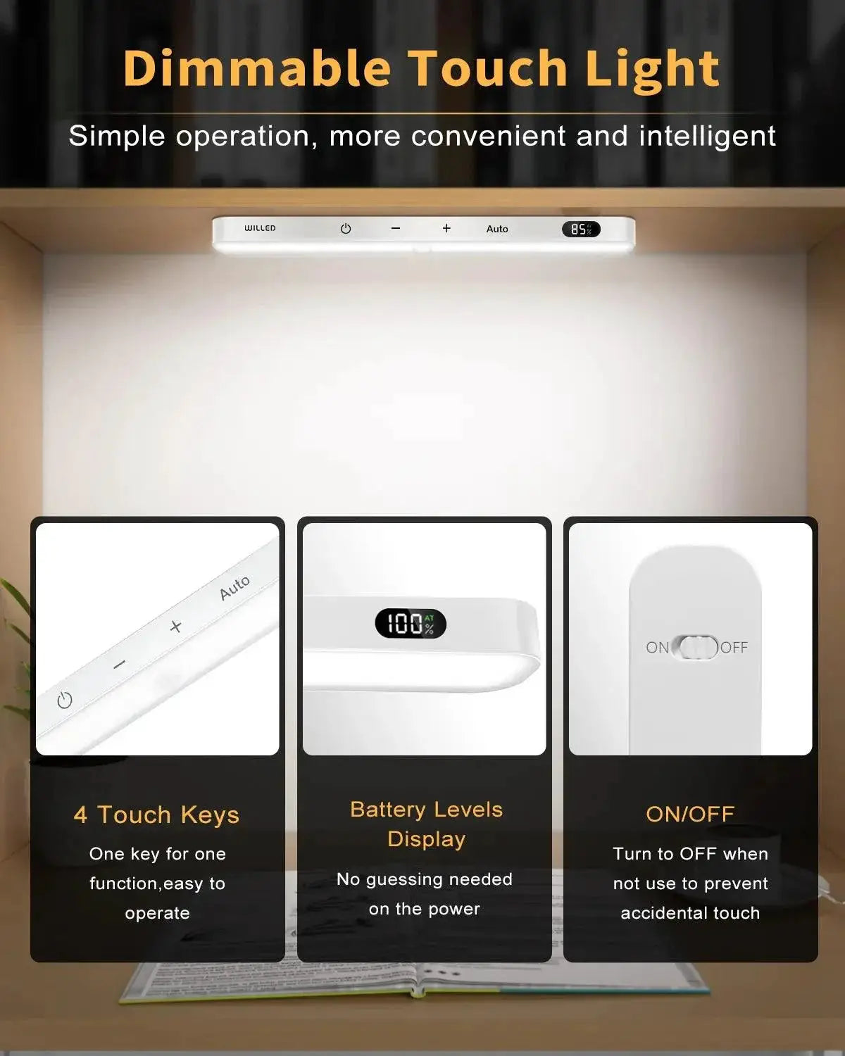 Led Motion Sensor Night Light Cabinet Light Rechargeable