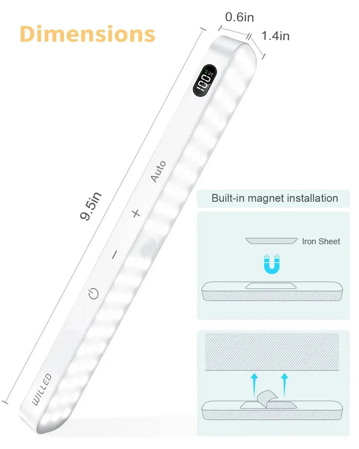 Led Motion Sensor Night Light Cabinet Light Rechargeable