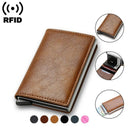 RFID Slim Leather Wallet Card Holder With Protection