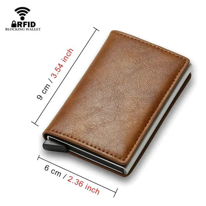 RFID Slim Leather Wallet Card Holder With Protection