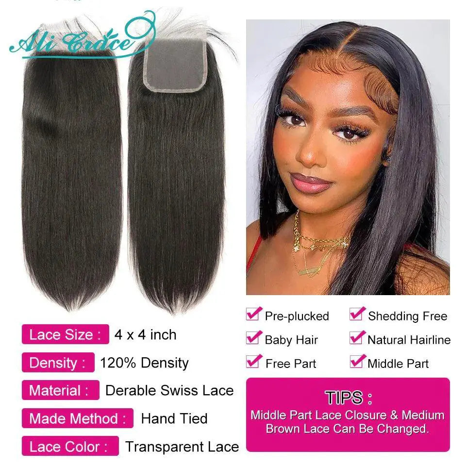 Ali Grace Brazilian Straight Hair Bundle Set With Closure