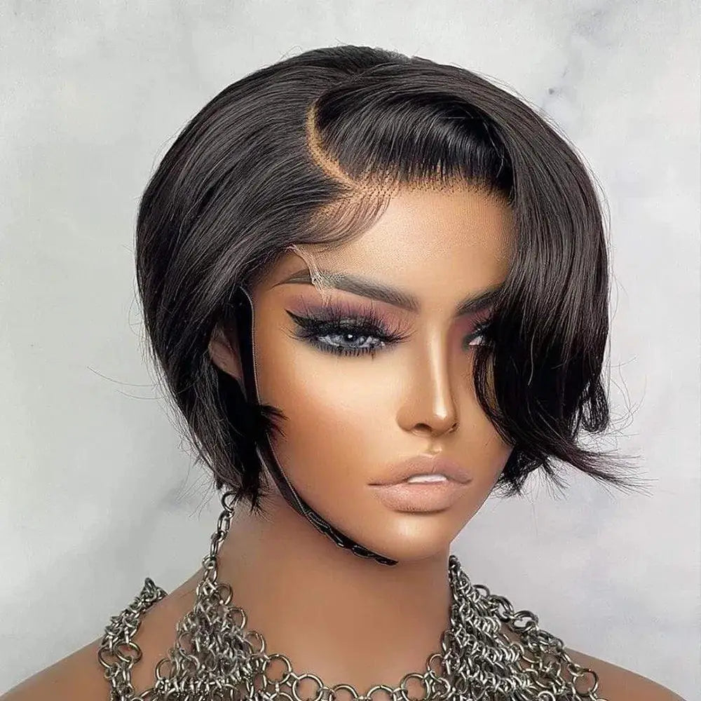 HD Transparent Short Bob Lace Front Wig for Women Remy Hair