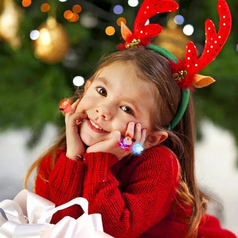 Enchanting Santa LED Light Ring Bright Holiday Gift for Kids