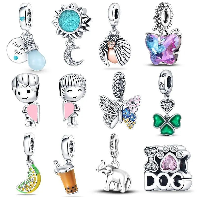 Ocean Themed Sterling Silver Charms Set For Bracelets