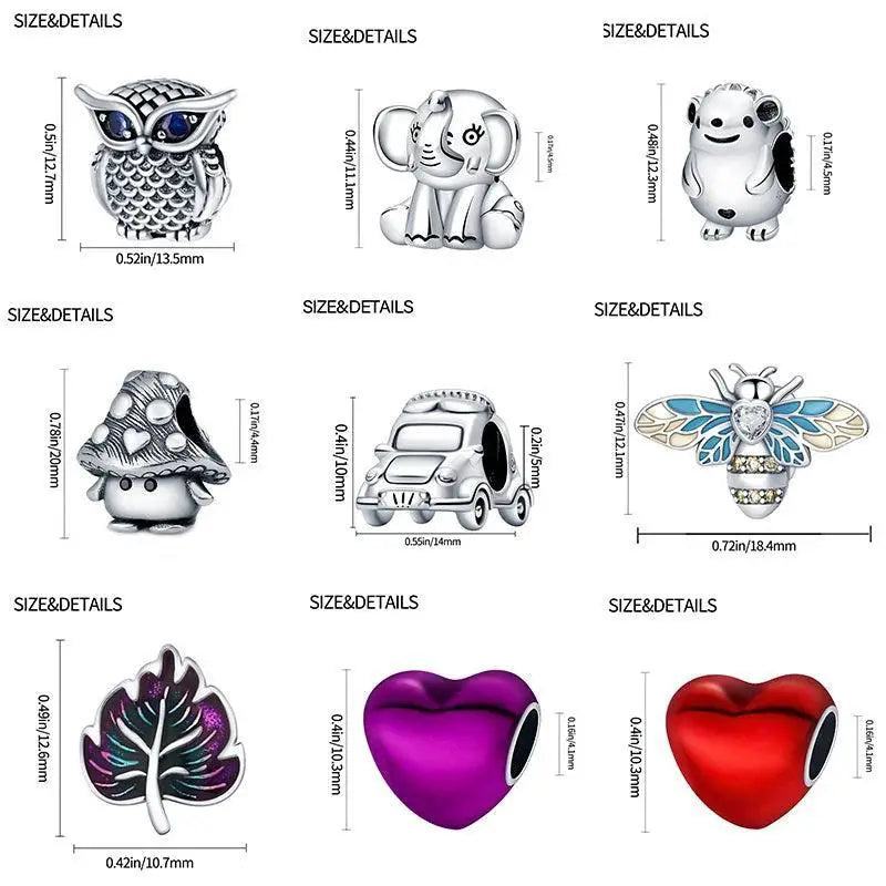 Ocean Themed Sterling Silver Charms Set For Bracelets
