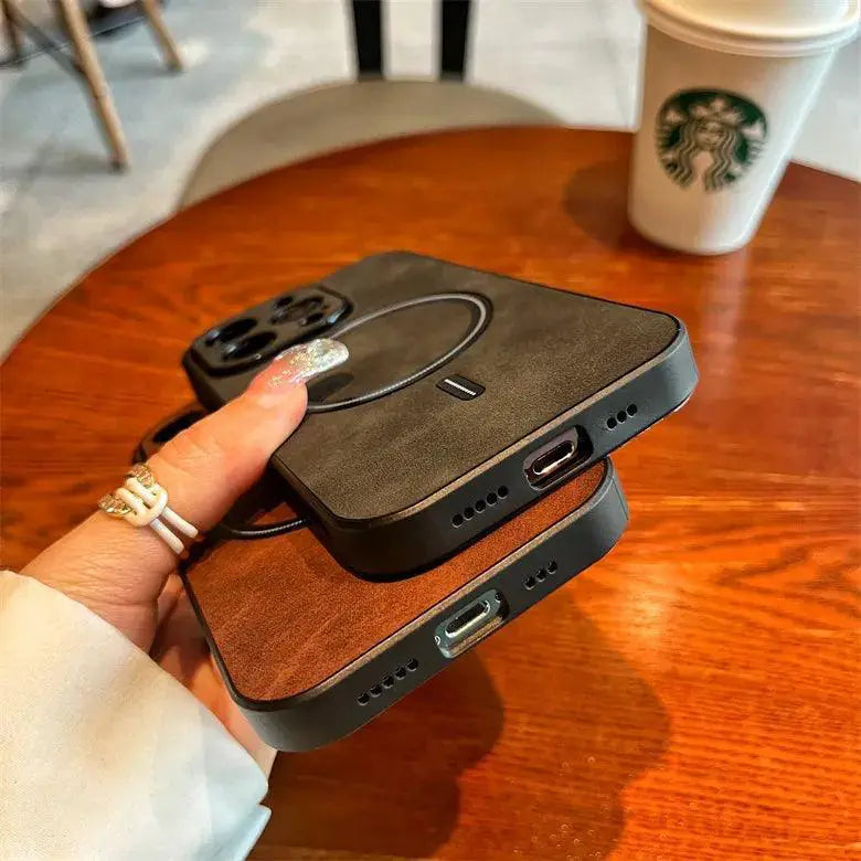 Luxury Retro Matte Leather IPhone Case Shockproof Cover