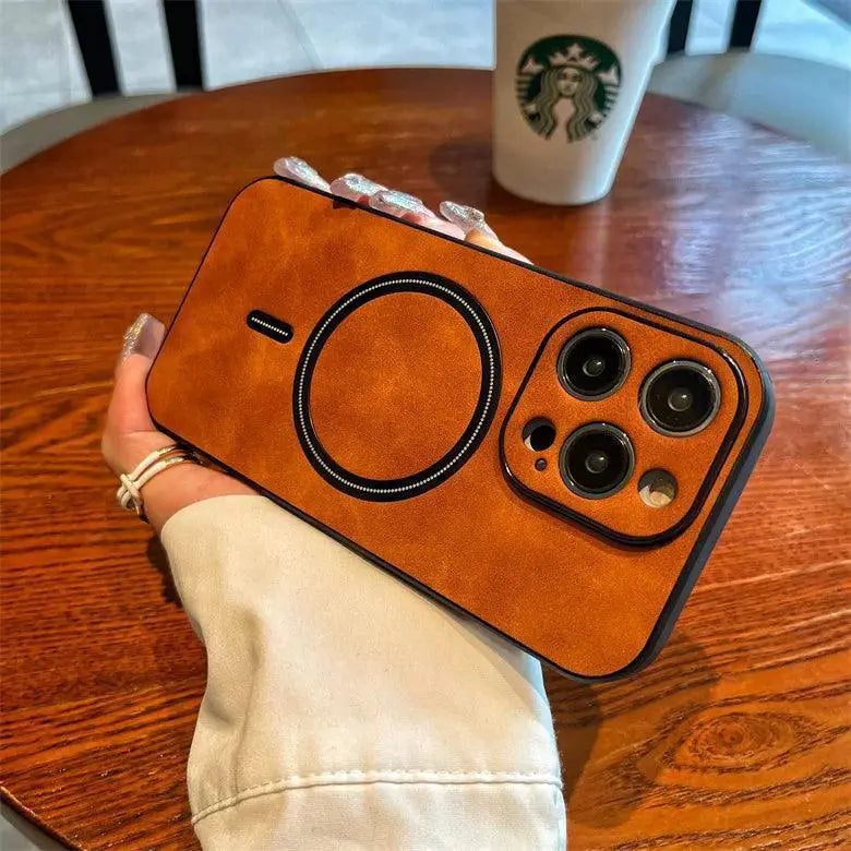 Luxury Retro Matte Leather IPhone Case Shockproof Cover