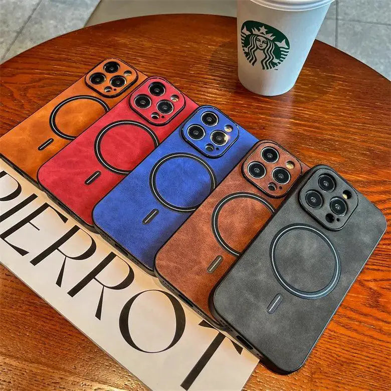 Luxury Retro Matte Leather IPhone Case Shockproof Cover