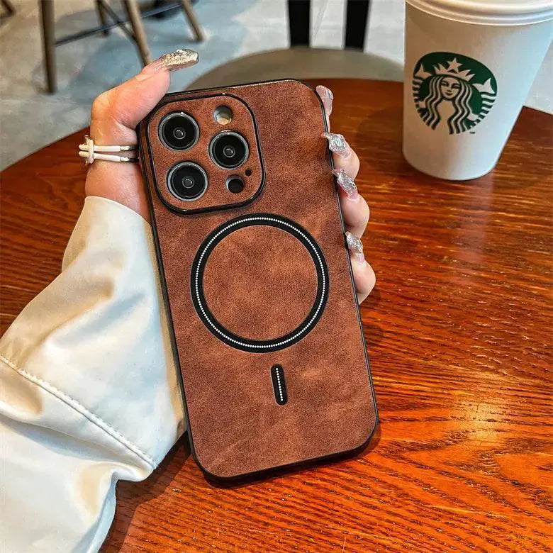 Luxury Retro Matte Leather IPhone Case Shockproof Cover