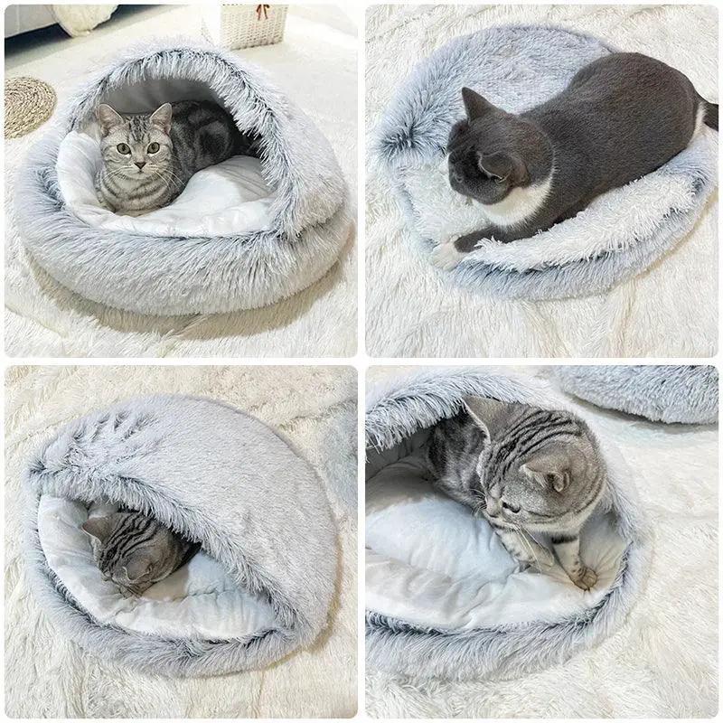 Winter Plush Cat Bed Cozy Cushion House for Small Dogs