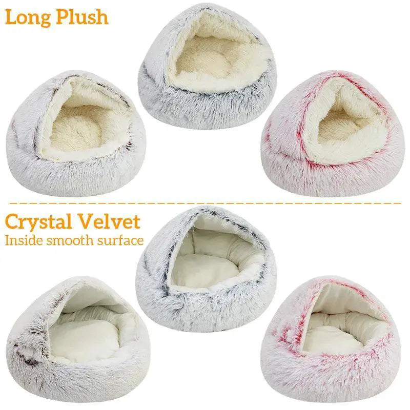 Winter Plush Cat Bed Cozy Cushion House for Small Dogs