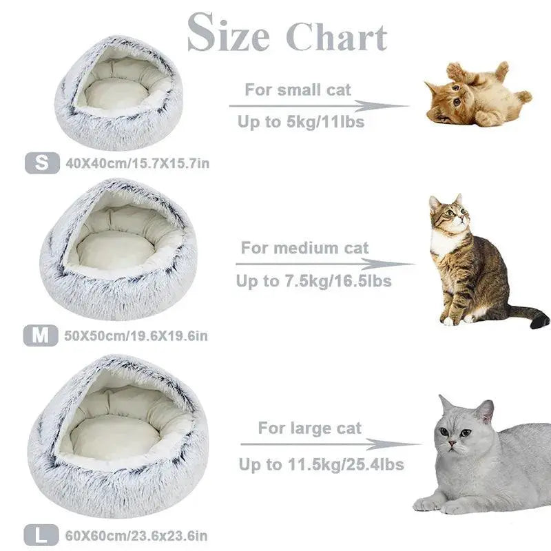 Winter Plush Cat Bed Cozy Cushion House for Small Dogs