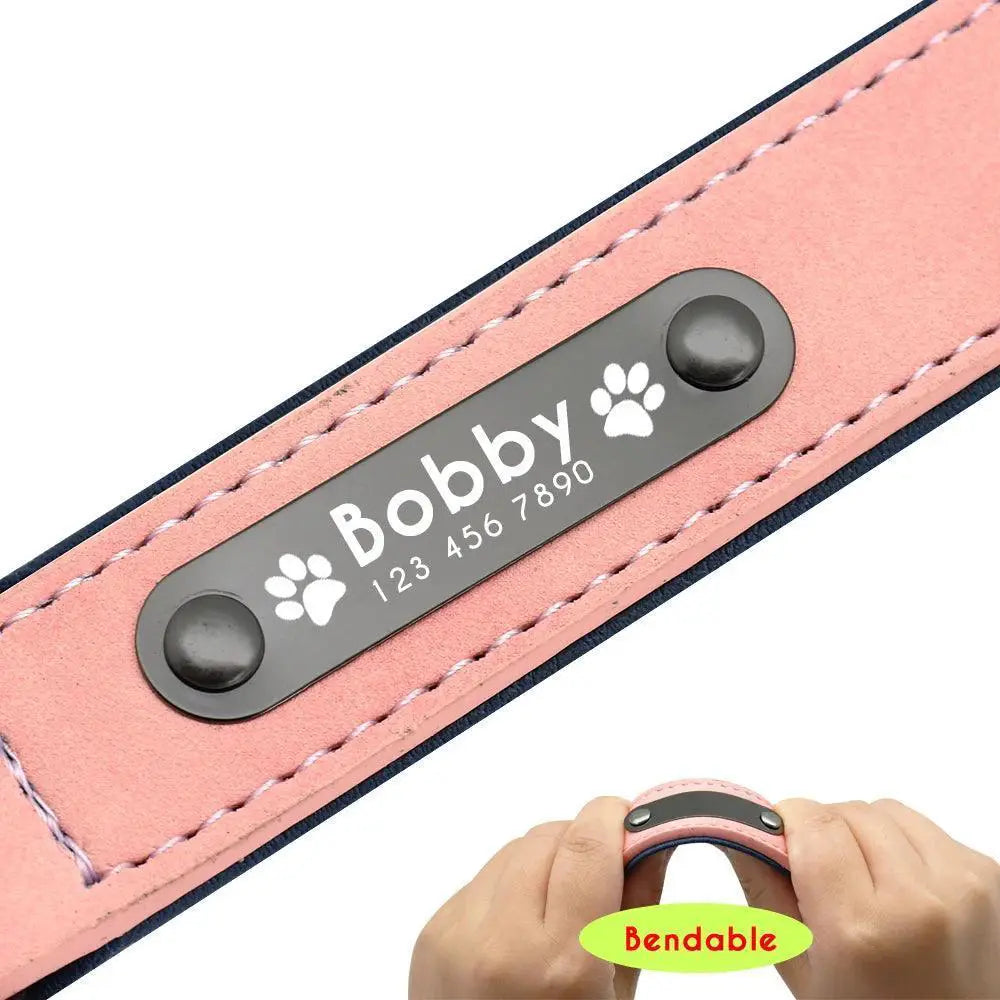 Luxury Personalized Leather Pitbull Collar for Safety