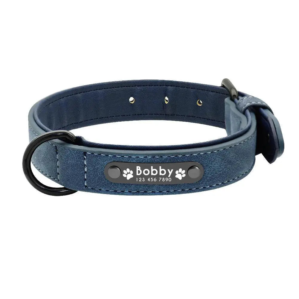 Luxury Personalized Leather Pitbull Collar for Safety