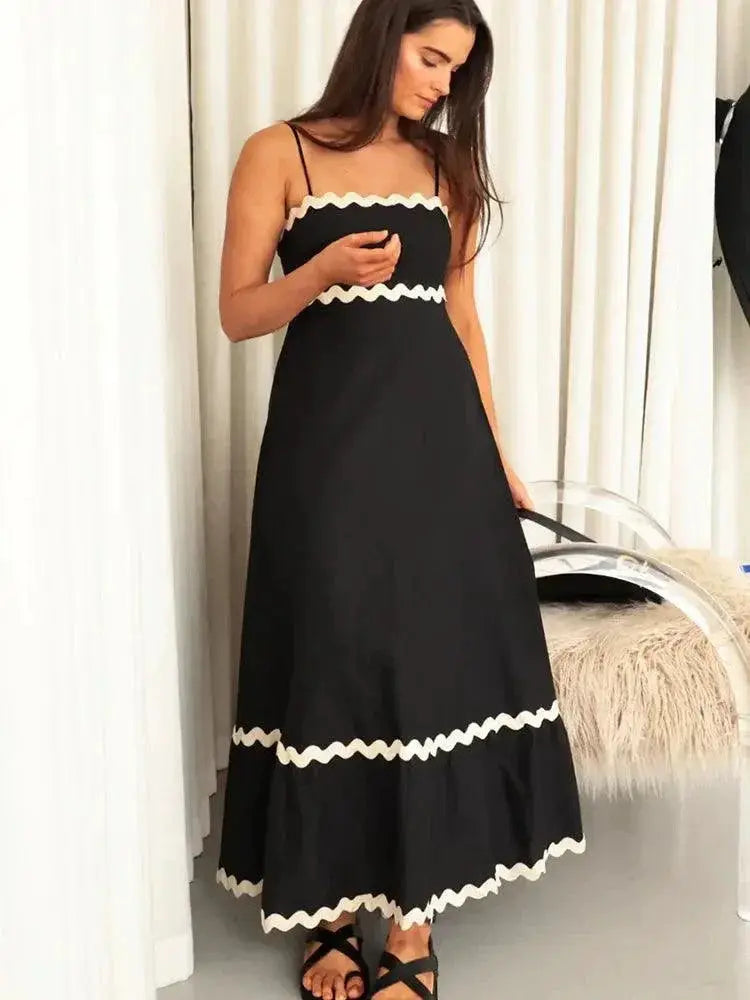 Wave Striped Backless Long Dress All Season Chic Fashion
