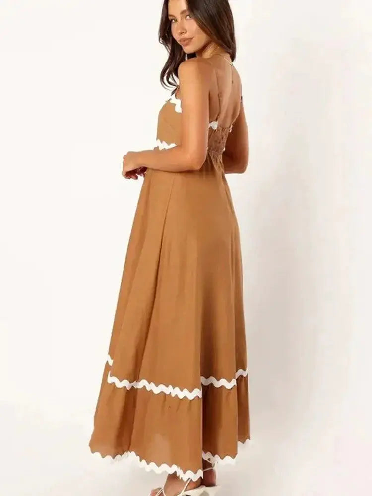 Wave Striped Backless Long Dress All Season Chic Fashion