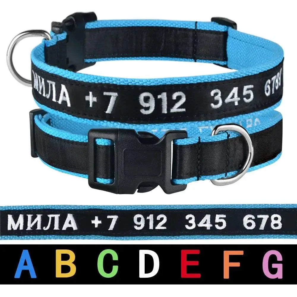 Embroidered Dog Collar Personalized Free Customization