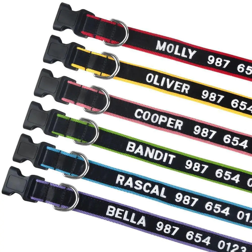 Embroidered Dog Collar Personalized Free Customization