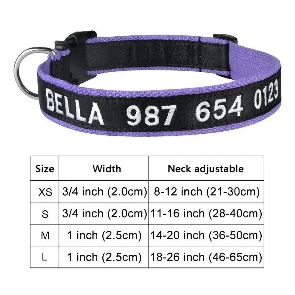 Embroidered Dog Collar Personalized Free Customization
