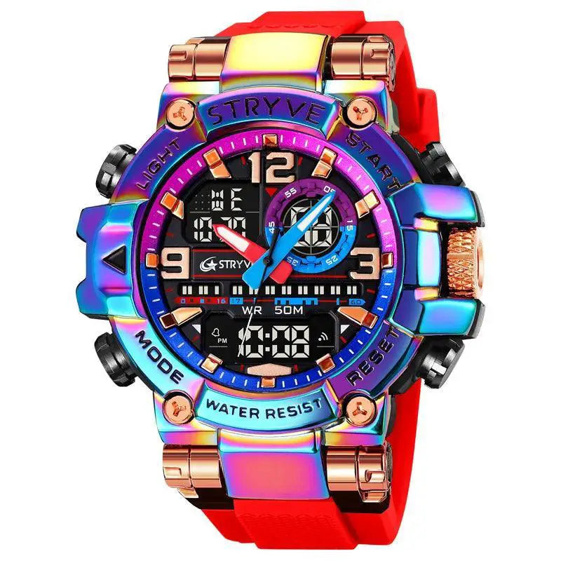 Dynamic Dual Movement Mens Sports Watch Waterproof Power