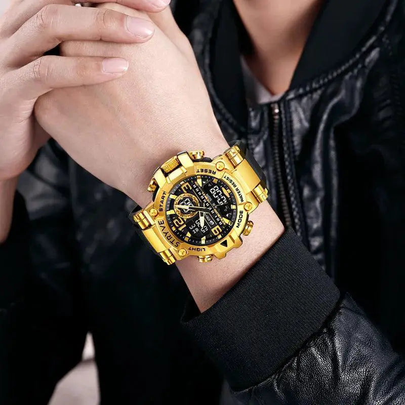 Dynamic Dual Movement Mens Sports Watch Waterproof Power