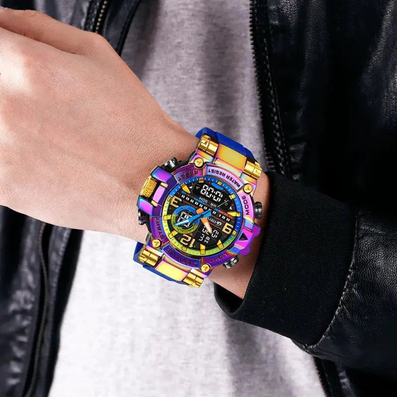 Dynamic Dual Movement Mens Sports Watch Waterproof Power