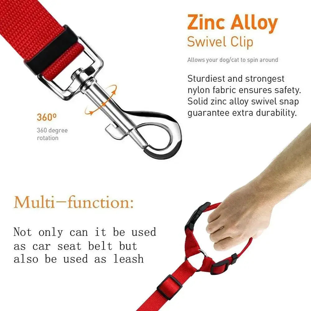 Adjustable Nylon Dog Harness And Car Seat Belt Set For Pets