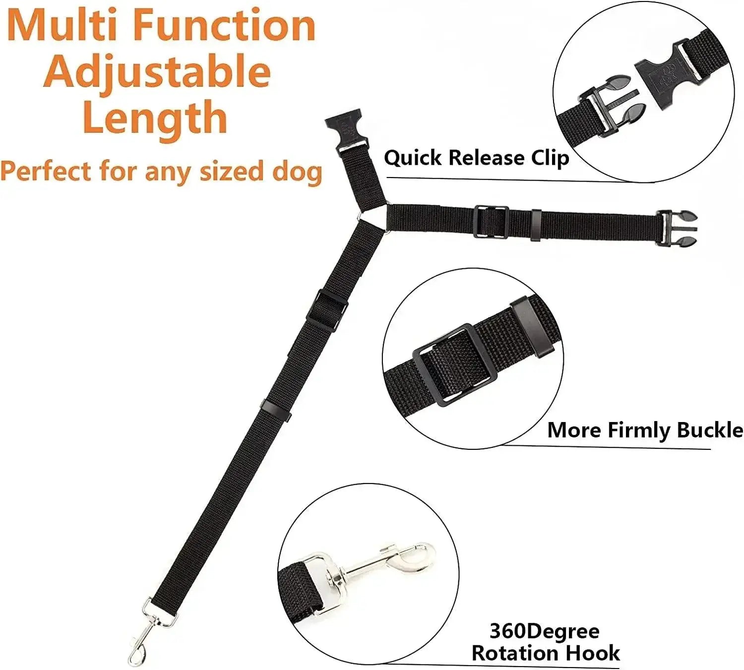 Adjustable Nylon Dog Harness And Car Seat Belt Set For Pets
