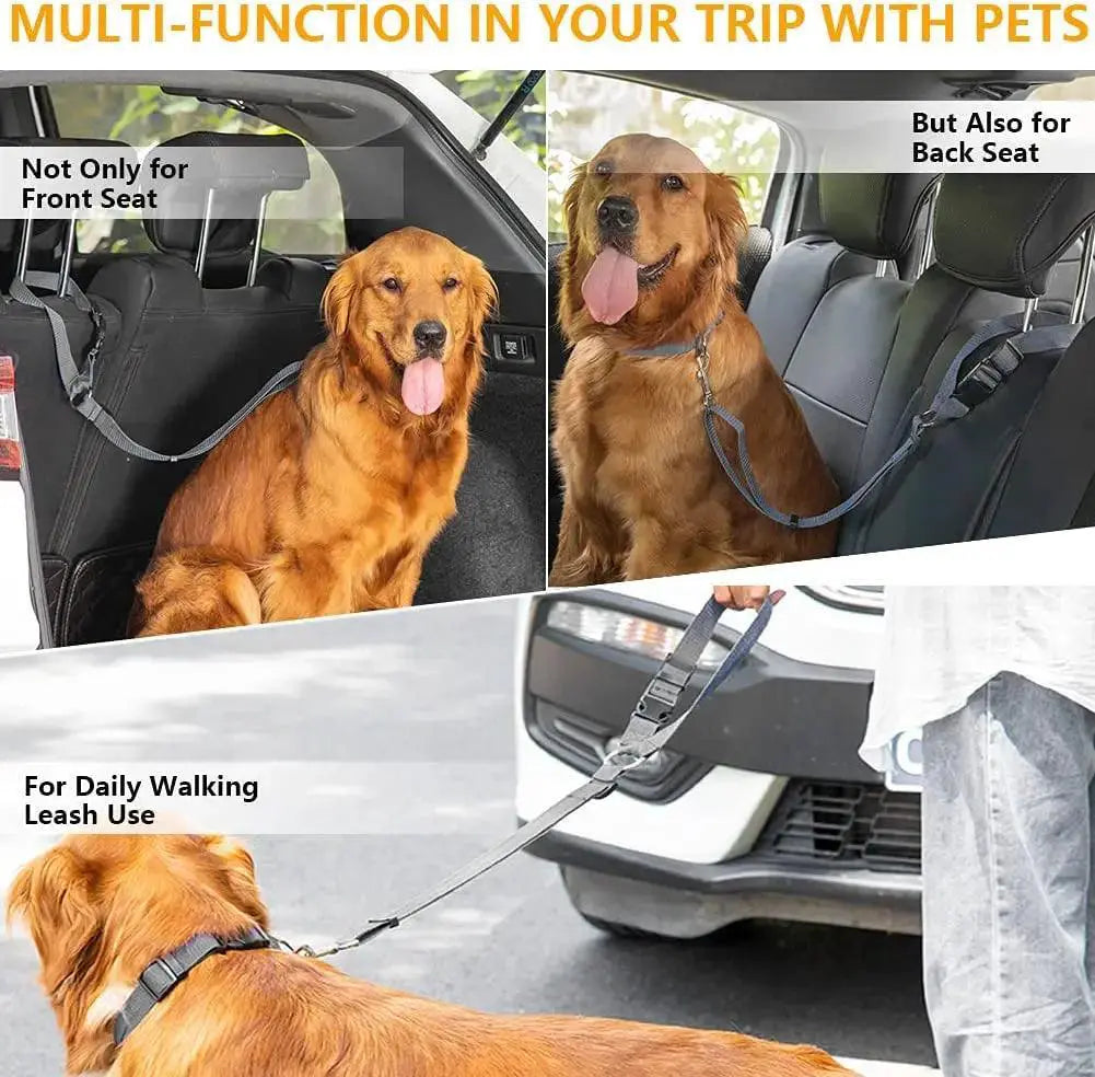 Adjustable Nylon Dog Harness And Car Seat Belt Set For Pets