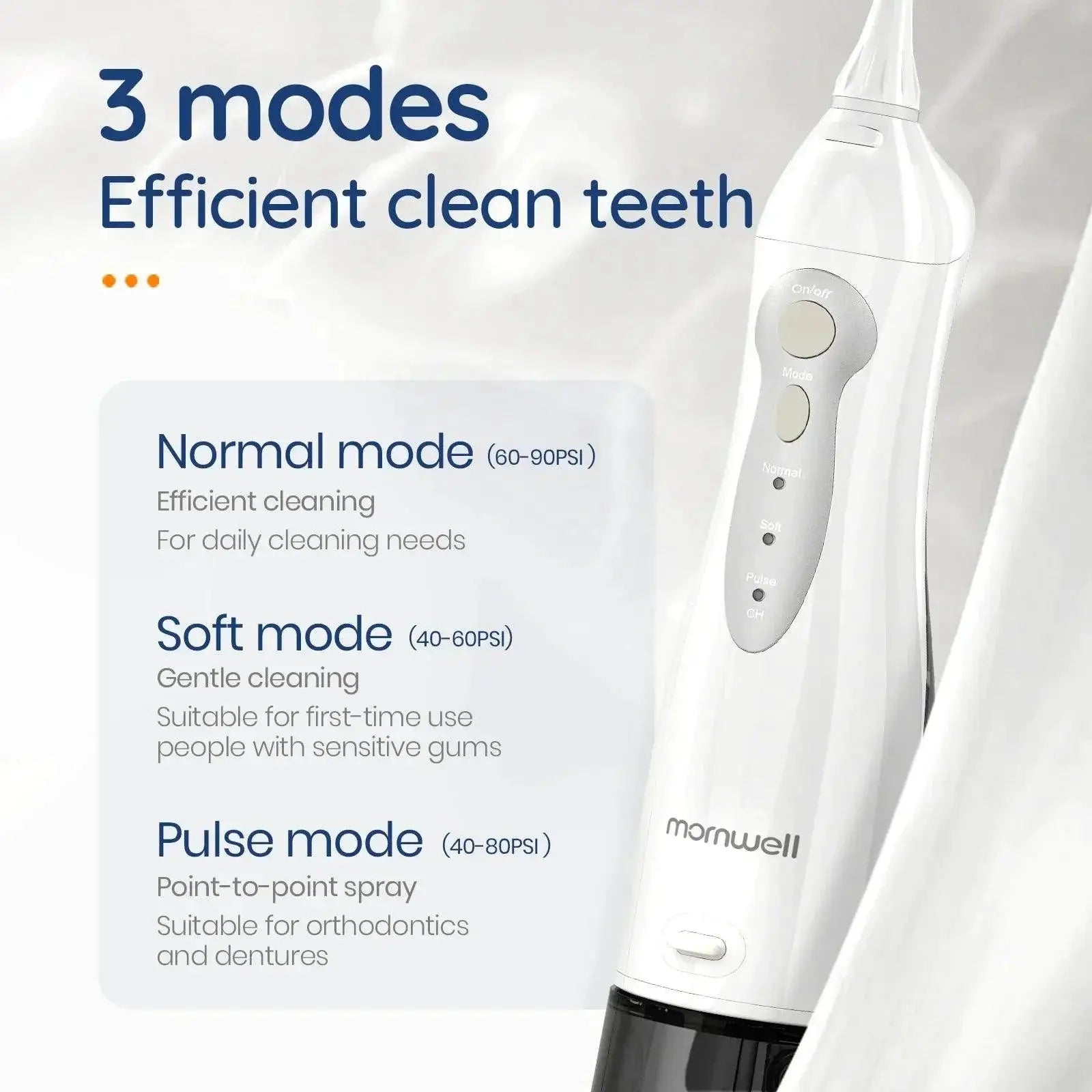 Mornwell Portable USB Rechargeable Dental Water Flosser