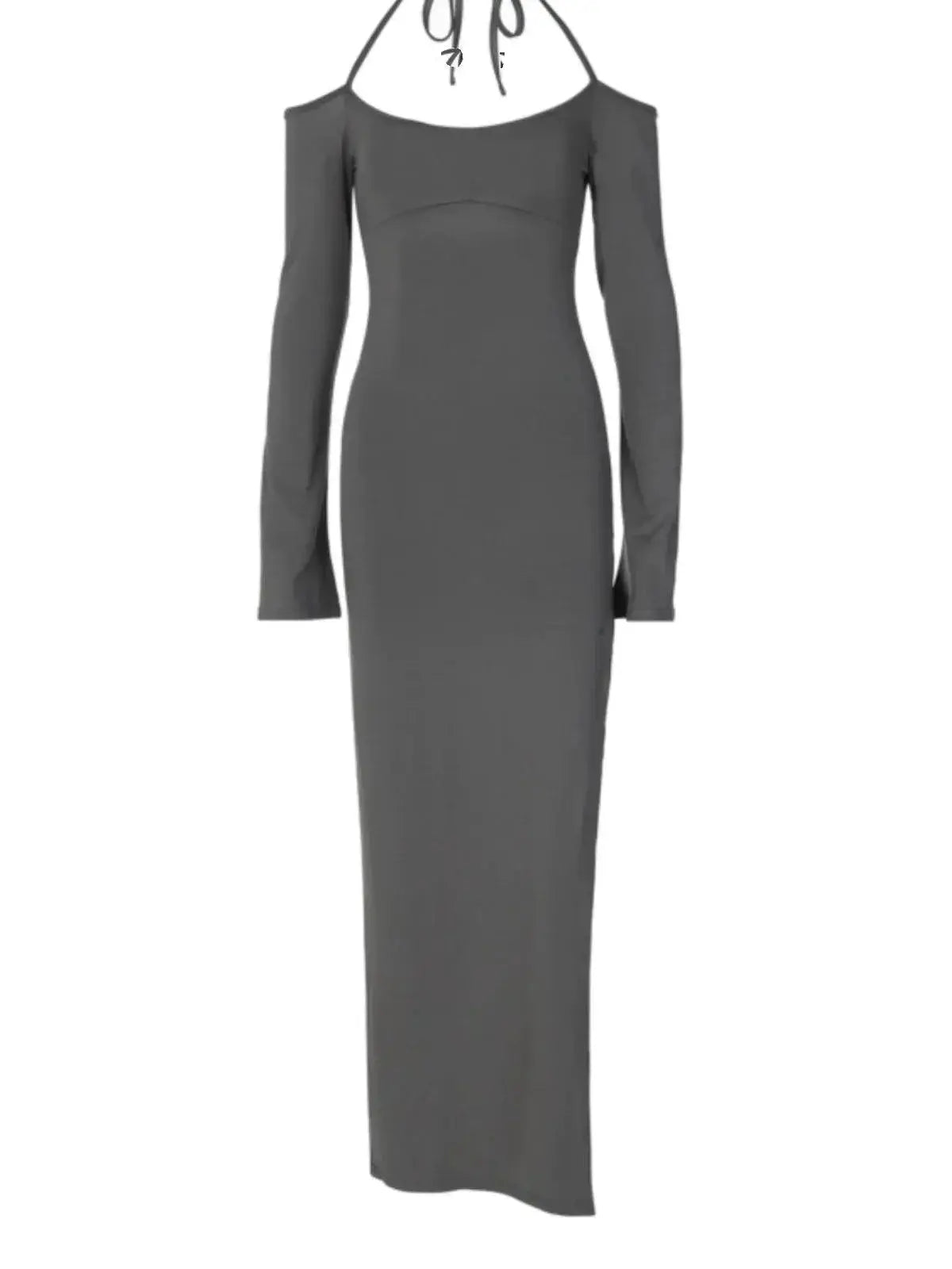 Flattering Off Shoulder Halter Gown For Chic Events