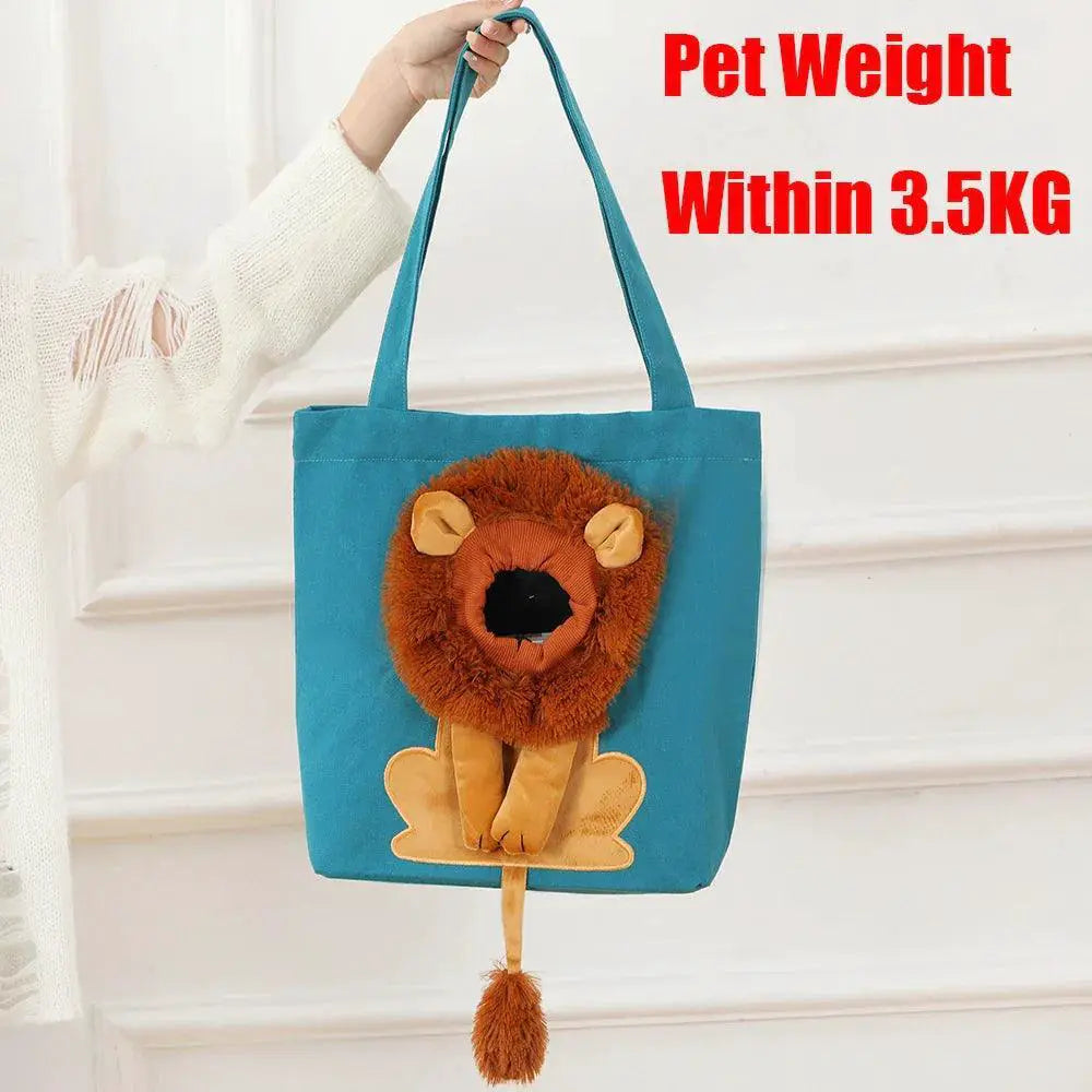 Lion Design Pet Carrier Bag With Safety Zippers For Travel
