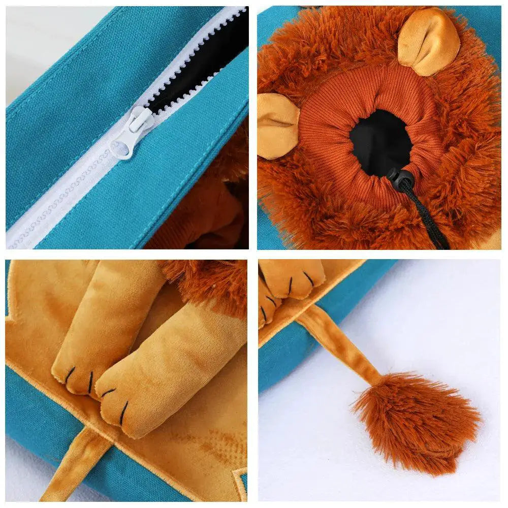 Lion Design Pet Carrier Bag With Safety Zippers For Travel