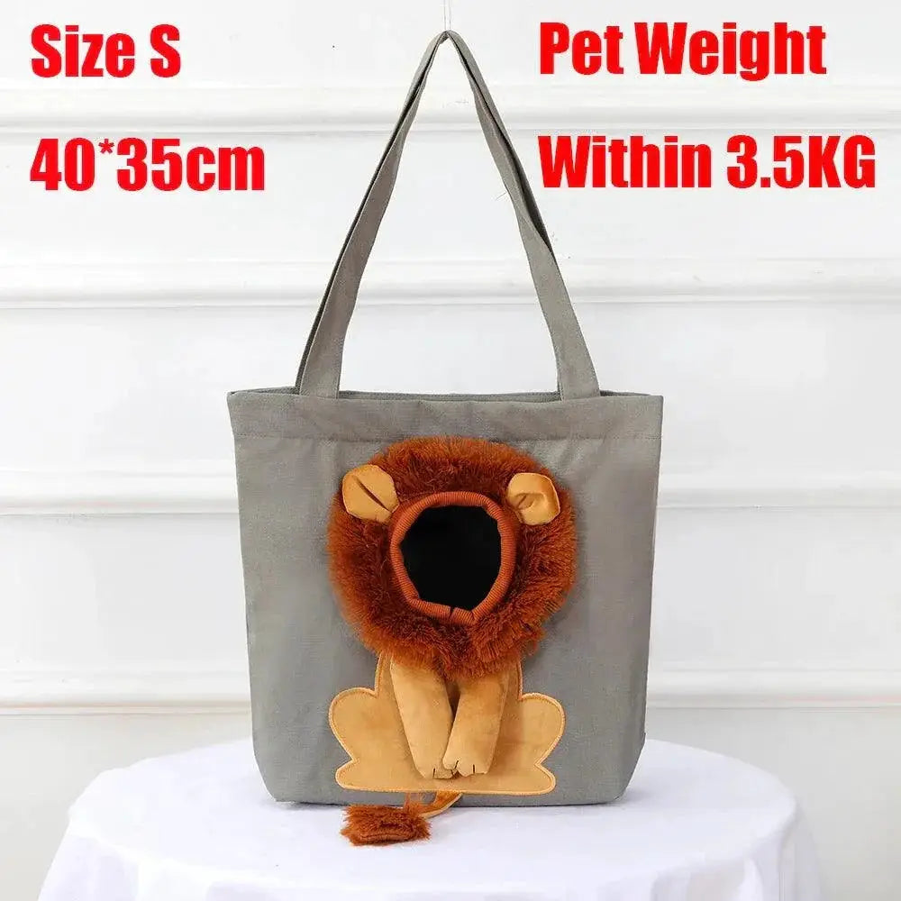 Lion Design Pet Carrier Bag With Safety Zippers For Travel