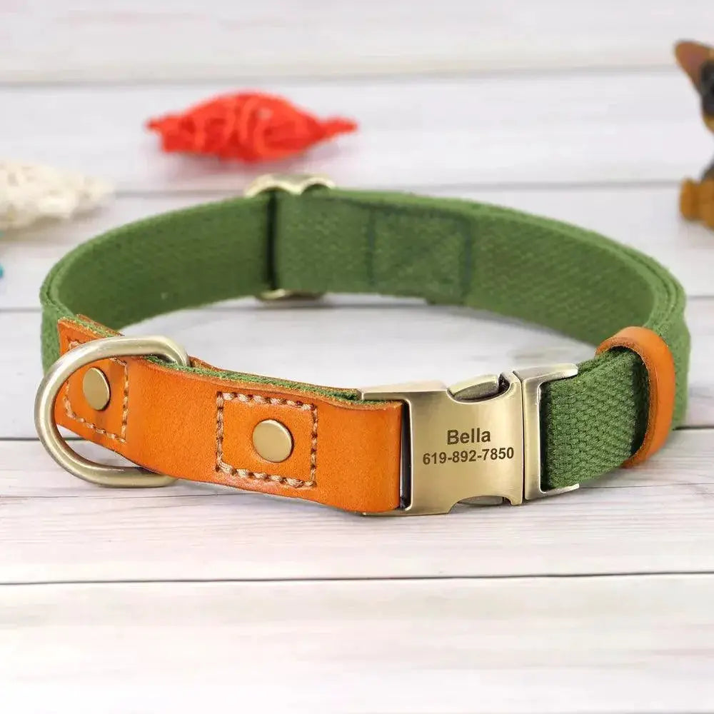 Personalized Leather Dog Collar With Free Engraving And Id