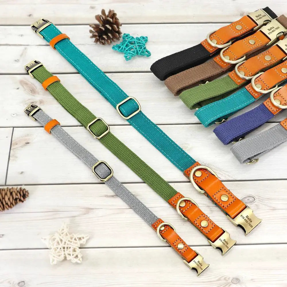 Personalized Leather Dog Collar With Free Engraving And Id