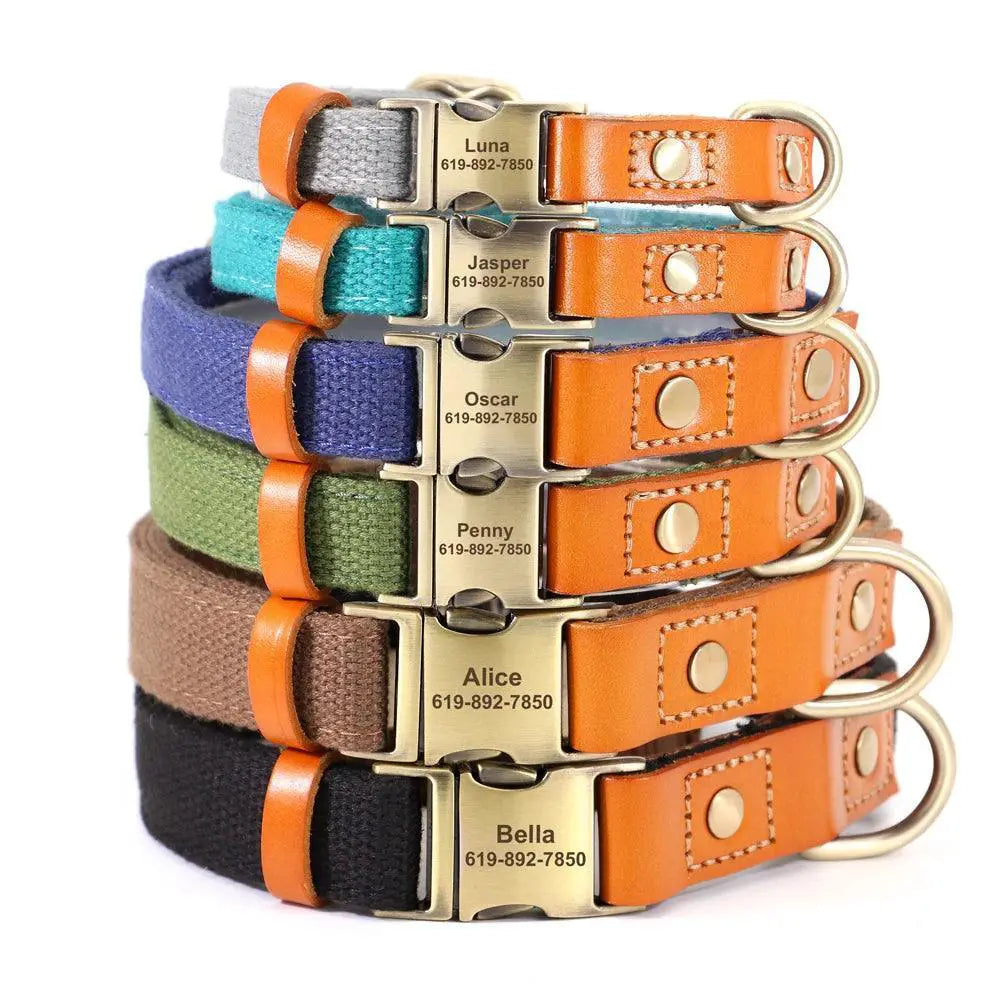 Personalized Leather Dog Collar With Free Engraving And Id