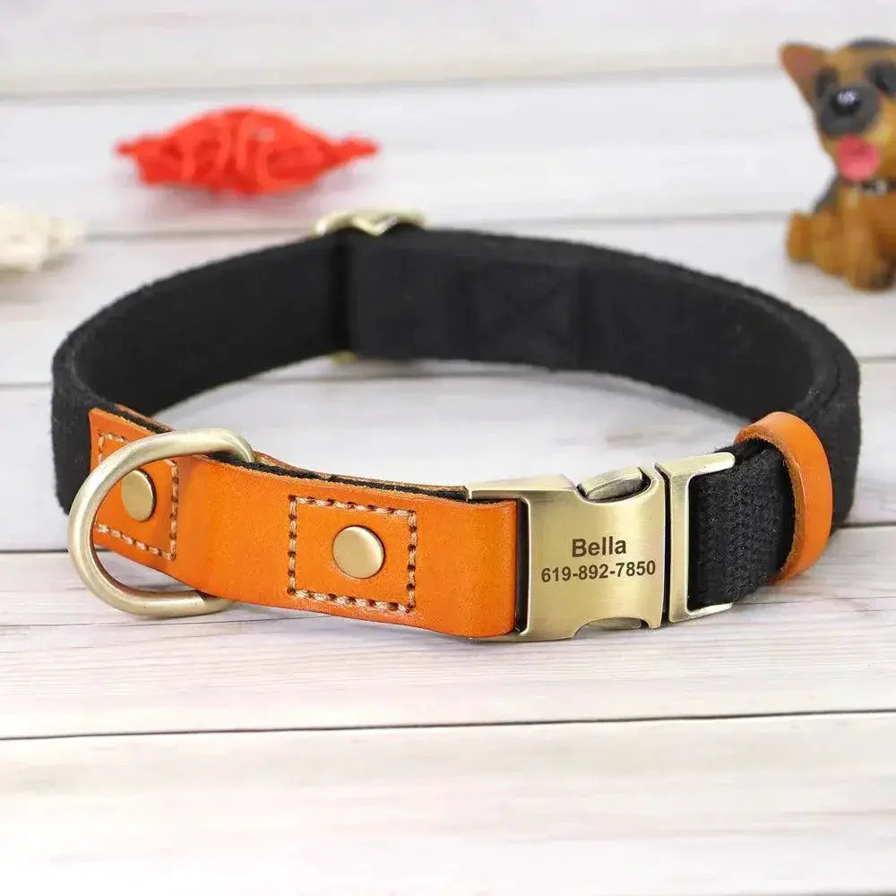 Personalized Leather Dog Collar With Free Engraving And Id