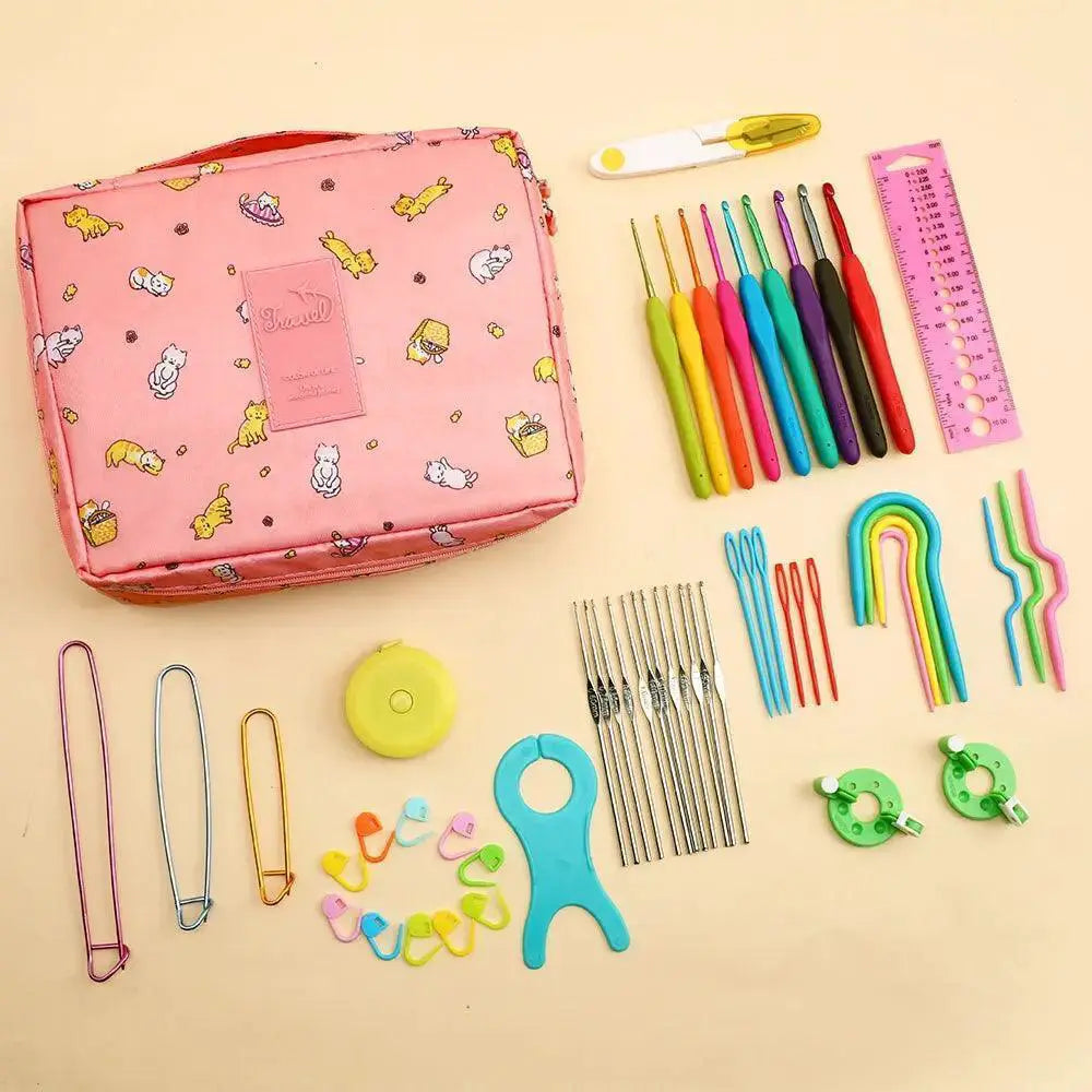 Crochet Organizer Kit Portable DIY Knitting Beginner Set