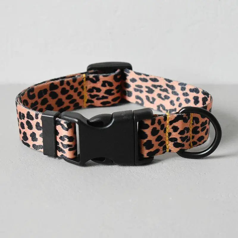 Engraved Nylon Dog Collar And Leash Set Custom Nameplate
