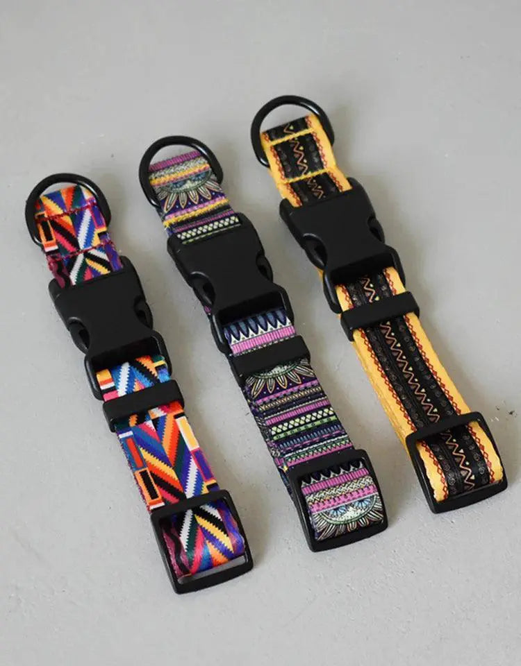 Engraved Nylon Dog Collar And Leash Set Custom Nameplate