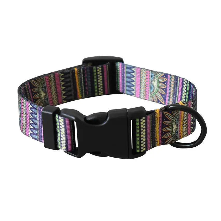 Engraved Nylon Dog Collar And Leash Set Custom Nameplate
