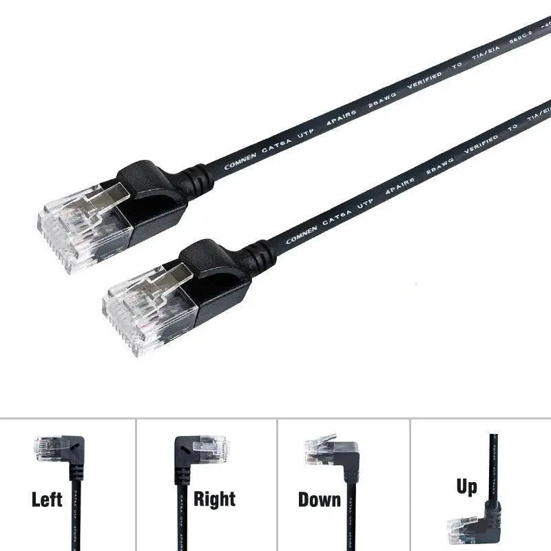 COMNEN Cat6a 90 Degree Ethernet Cable High Speed Ultra Thin