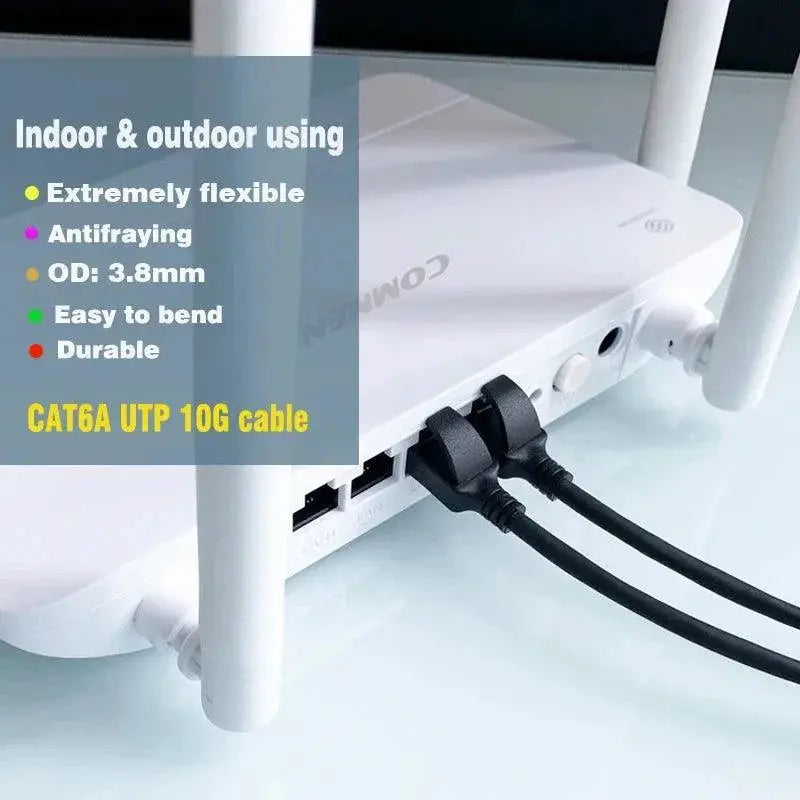 COMNEN Cat6a 90 Degree Ethernet Cable High Speed Ultra Thin