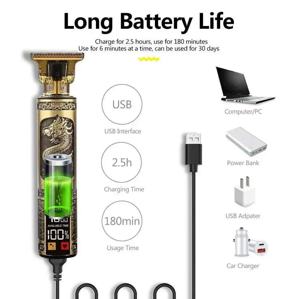 Gold LCD Electric Hair Clipper Trimmer For Effortless Style