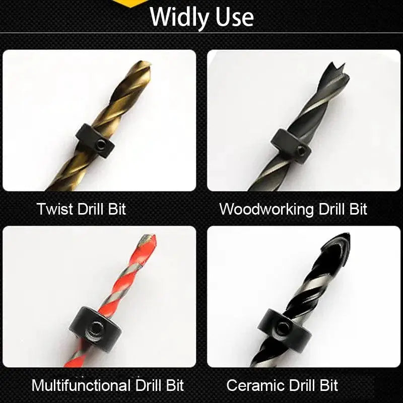 Drill Depth Stop Collar Set for Precision Woodworking