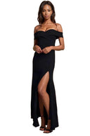 Elegant Off-Neck Slit Dress for Evening